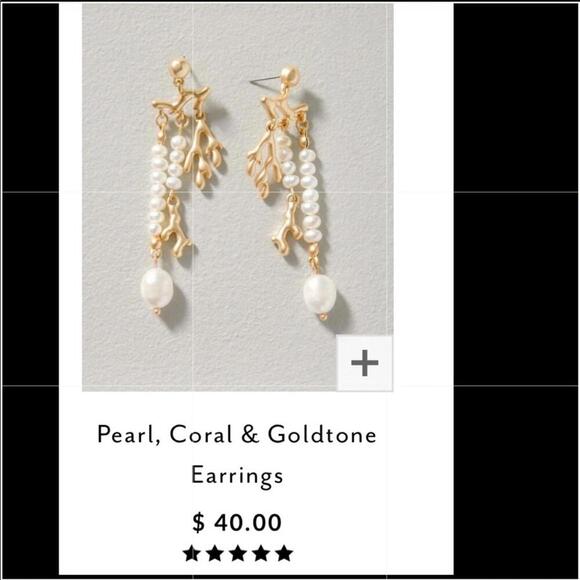 WHBM White House Black Market Pearl Coral and Gold Tone Earrings - NWT! - Picture 9 of 9
